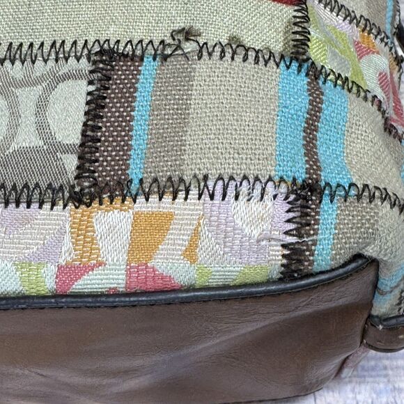 Vintage Etienne Aigner Tuscon Patchwork‎ Canvas Shoulder Bag Tote Purse Boho - Picture 8 of 16
